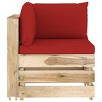 Vidaxl salon de jardin 4 pièces avec coussins bois imprégné de vert