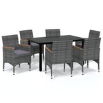 vidaXL Mobilier à dîner de jardin et coussins 7Pièces Résine tressée Gris
