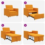 vidaXL Canapé-lit convertible 3-en-1 jaune foncé en tissu
