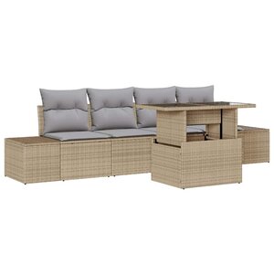 vidaXL Ensemble de canapé de jardin 5 Pièces Beige et Gris clair
