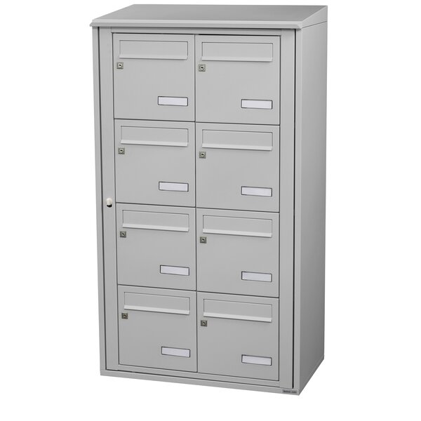 Bloc collectif Leabox 2x4 grade 3 simple face Extérieur fixation murale Gris clair RAL 7035 finition brillante