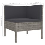 vidaXL Salon de jardin 5 Pièces avec coussins résine tressée gris