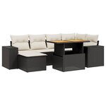 vidaXL Salon de jardin 7 Pièces avec coussins noir résine tressée