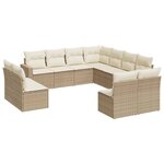 vidaXL Salon de jardin 11 Pièces avec coussins beige résine tressée