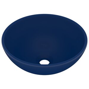 vidaXL Lavabo rond de luxe de salle Bleu foncé mat 32 5x14cm Céramique