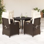 vidaXL Ensemble à manger de jardin 5 Pièces et coussins marron poly rotin