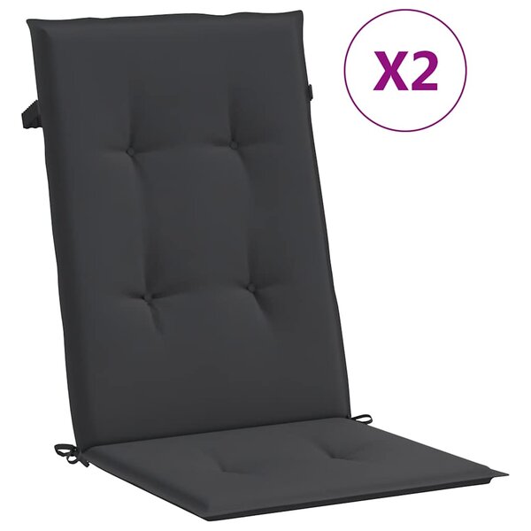 vidaXL Coussins de chaise de jardin à dossier haut lot de 2 noir tissu