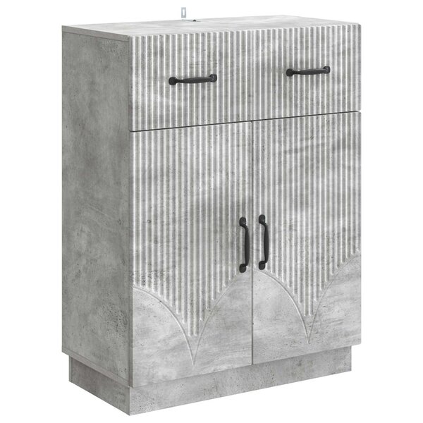 vidaXL Buffet Gris béton 66 x 34 5 x 87 cm Bois d'ingénierie