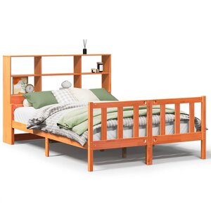 vidaXL Lit bibliothèque sans matelas cire marron 160x200cm bois massif