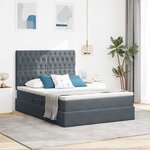 vidaXL Lit avec rangement et matelas Gris foncé 140 x 200 cm Velours