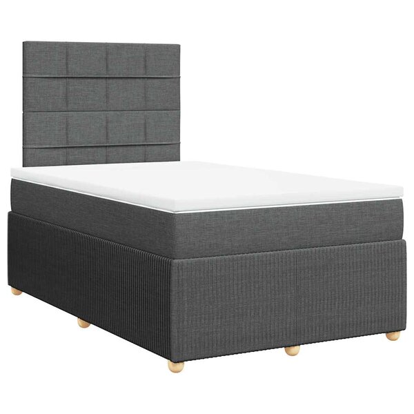 vidaXL Sommier à lattes de lit avec matelas Gris foncé 120x200cm Tissu
