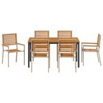 vidaXL Ensemble de salle à manger pour jardin 7 Pièces Beige et Marron