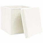 vidaXL Boîtes de rangement avec couvercles 4Pièces Blanc 32x32x32cm Tissu
