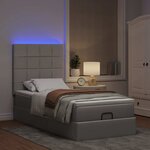 vidaXL Lit ottoman avec matelas et LED taupe 90x200 cm tissu