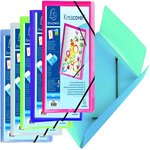 Exacompta - Trieurs personnalisables, 3 rabats, fermeture par élastiques, 8 compartiments, 24x32cm pour A4- couleurs aleatoires