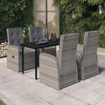 vidaXL Ensemble de salle à manger de jardin avec coussins 5 Pièces Gris