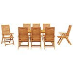 vidaXL Ensemble de salle à manger pour jardin 9 Pièces Marron