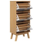 vidaXL Armoire à chaussures OLDEN gris et marron bois massif de pin