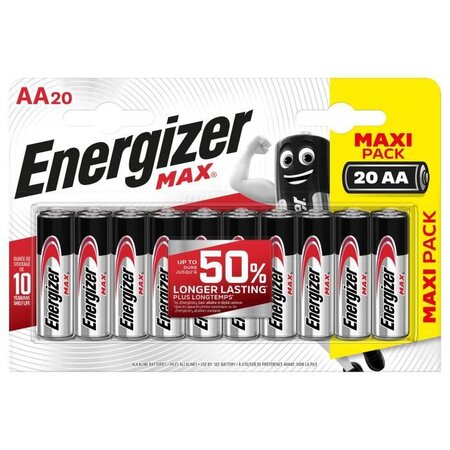 Piles Alcalines Energizer Max AA/LR6, pack de 20