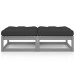 vidaXL Repose-pieds de jardin avec coussins lot de 2 Bois pin solide