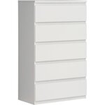 Commode CHELSEA 5 tiroirs - 77 2 cm - blanc mat