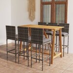 vidaXL Ensemble de bar de jardin 7 Pièces avec coussins Gris