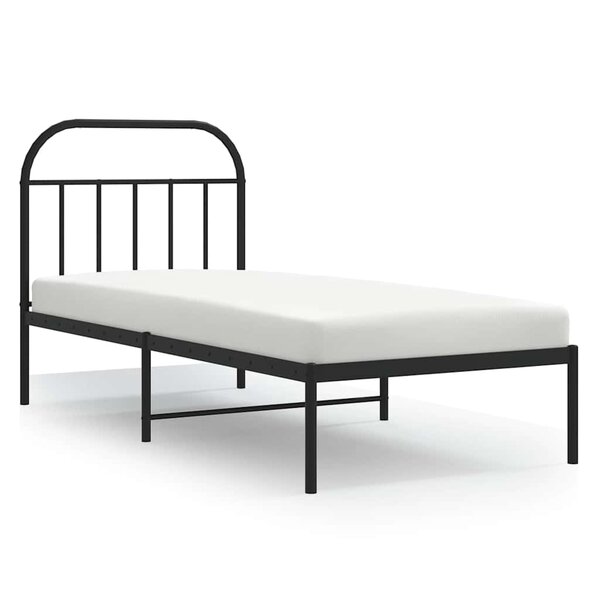 vidaXL Cadre de lit métal sans matelas avec tête de lit noir 90x200 cm