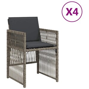 vidaXL Chaises de jardin avec coussins lot de 4 gris résine tressée