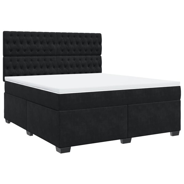 vidaXL Sommier à lattes de lit avec matelas Noir 180x200 cm Velours