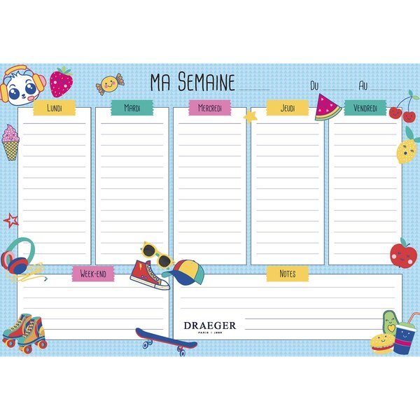 Semainier Scolaire - Thème Pop Culture - Draeger paris