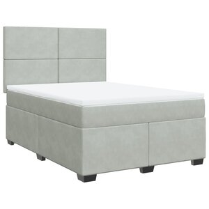 vidaXL Sommier à lattes de lit et matelas Gris clair 140x200cm Velours