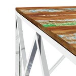 vidaXL Table basse argenté acier inoxydable/bois massif récupération