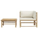 vidaXL Salon de jardin 2 Pièces avec coussins blanc crème Bambou