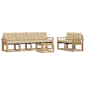 vidaXL Ensemble de canapés d'extérieur 7 pc Blanc et Beige