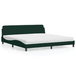 vidaXL Lit avec matelas Dover vert foncé 200x200 cm velours