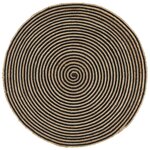 vidaXL Tapis fait à la main Jute avec design de spirale Noir 120 cm