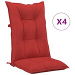 vidaXL Coussins de chaise de jardin dossier haut lot de 4 rouge tissu