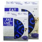EAT SLOW LIVE LONGER Mangeoire lente Original Bleu L