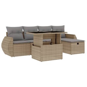 vidaXL Salon de jardin avec coussins 6 Pièces beige résine tressée