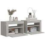 vidaXL Tables de chevet 2 Pièces avec LED Gris béton 60x35x40 cm
