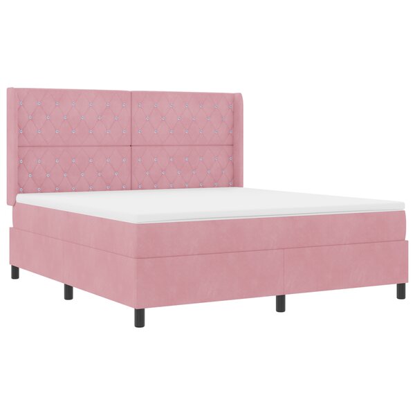 vidaXL Lit à ressort avec matelas Rose 180x200 cm Velours