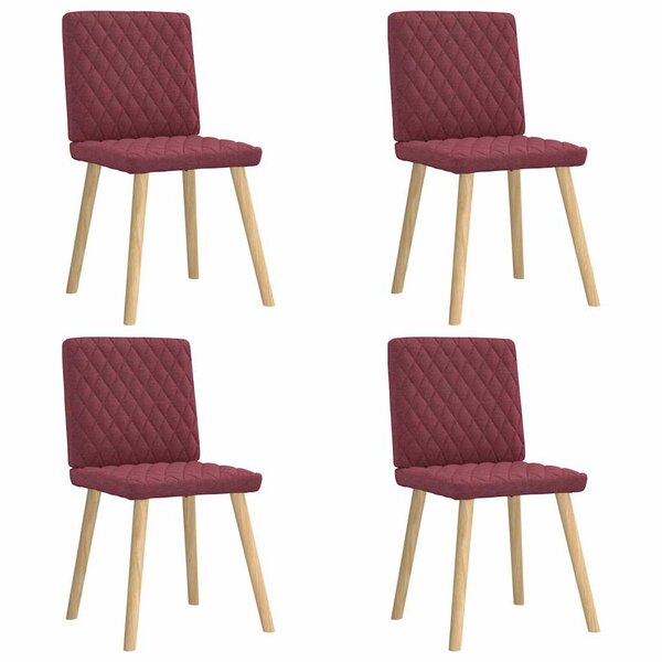 vidaXL Chaises à manger lot de 4 rouge bordeaux tissu
