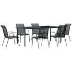 vidaXL Ensemble à manger de jardin 7 Pièces noir textilène et acier