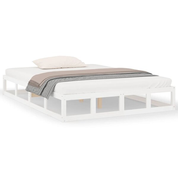 vidaXL Cadre de lit Blanc 140x190 cm Bois massif