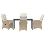vidaXL Ensemble de salle à manger de jardin 5 pièces avec coussins beige rattan poly