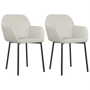 vidaXL Chaises à manger lot de 2 Crème Velours