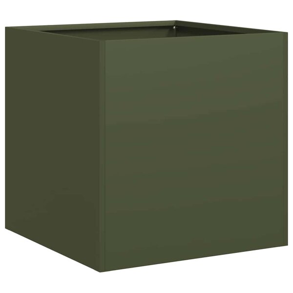 vidaXL Jardinière vert olive 40x40x40 cm acier laminé à froid