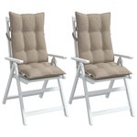 vidaXL Coussins de chaise à dossier haut lot de 2 taupe tissu oxford