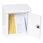 Boîte aux lettres en acier porte  mur et portail. V4091  Fente de 23 x 4 cm  Blanc
