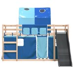 vidaXL Lit superposé sans matelas avec toboggan et rideaux 90x190 cm